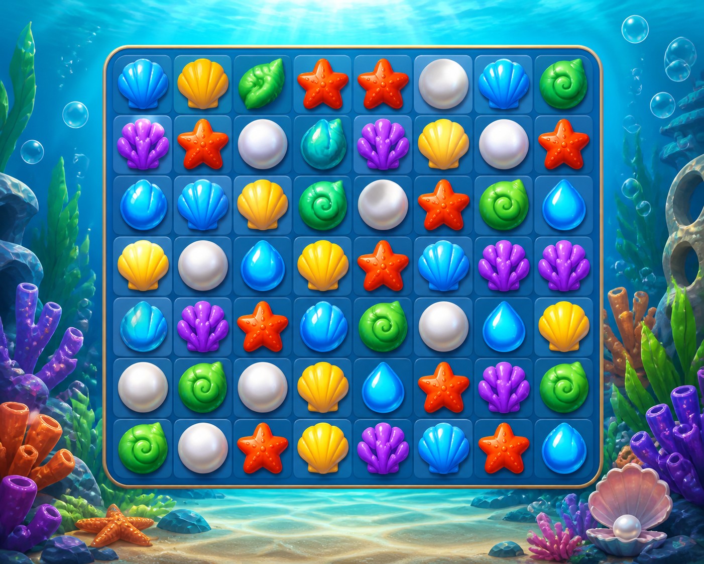 Original underwater match-3 board artwork
