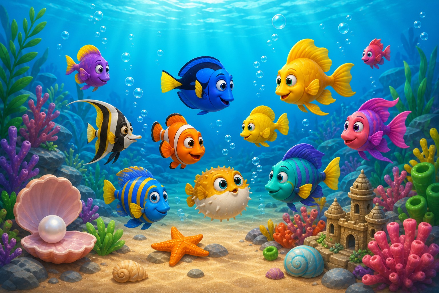 Original fish collection aquarium artwork